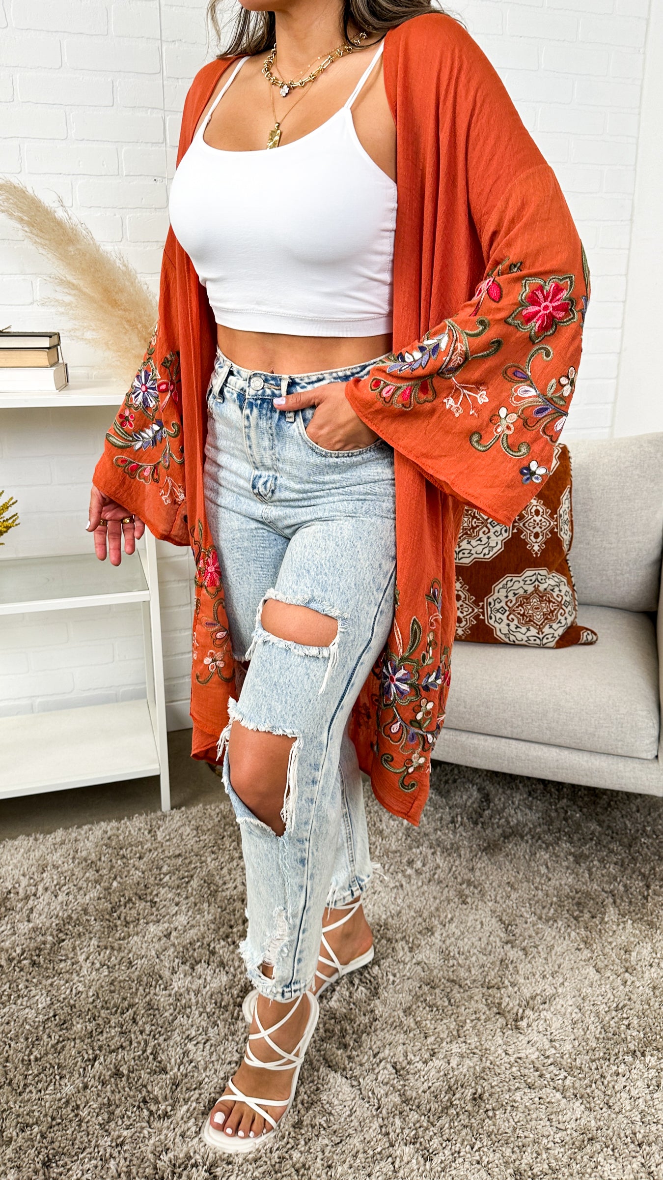 Long sleeve Embroidered Summer Cardigan