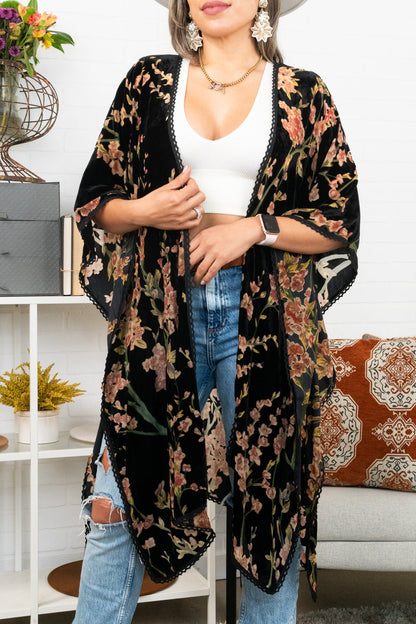 Velvet Blossom Longline Kimono
