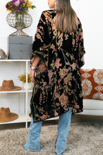 Velvet Blossom Longline Kimono