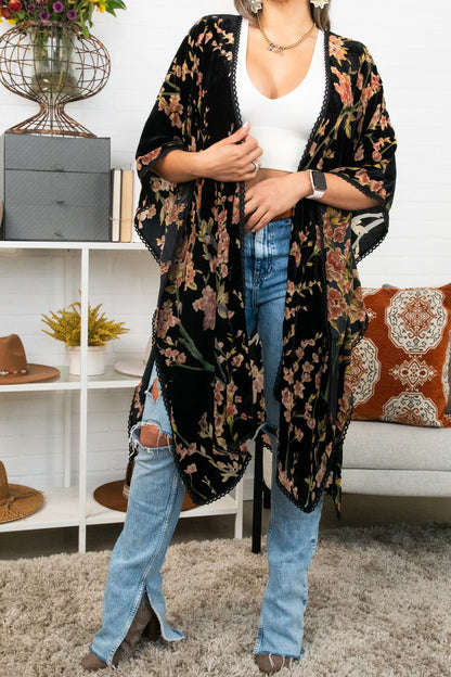 Velvet Blossom Longline Kimono