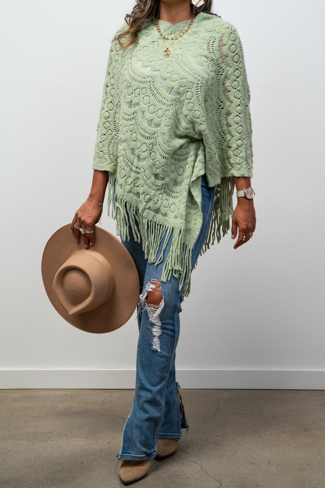 Lyssa Scallop Knit Lace Poncho