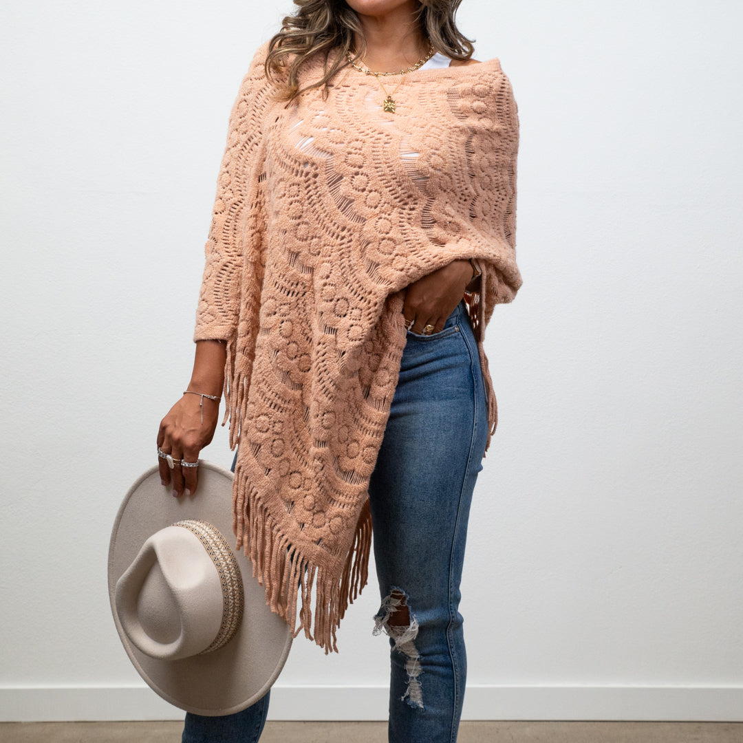 Lyssa Scallop Knit Lace Poncho