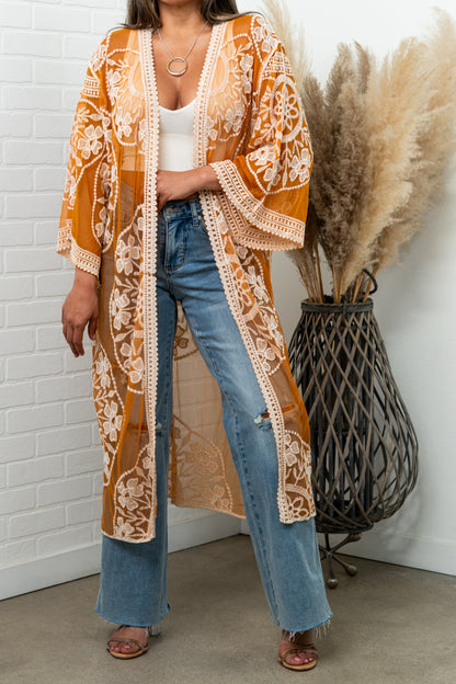 Nadia Mesh Embroidered Boho Lace Kimono