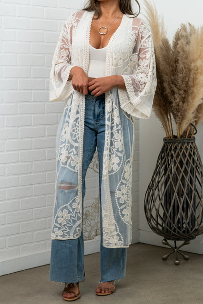 Nadia Mesh Embroidered Boho Lace Kimono