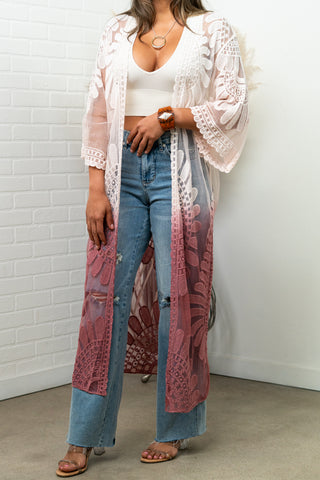 Ombre Bohemian Lace Kimono