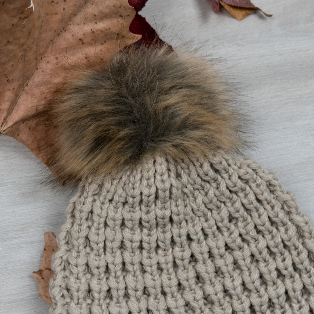 Aspen Textured Knit Beanie with Pom