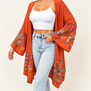 Long sleeve Embroidered Summer Cardigan