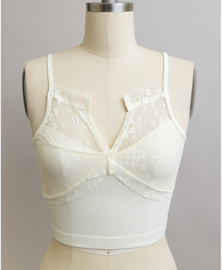 High Neck Flora Seamless Mesh Lace Bralette
