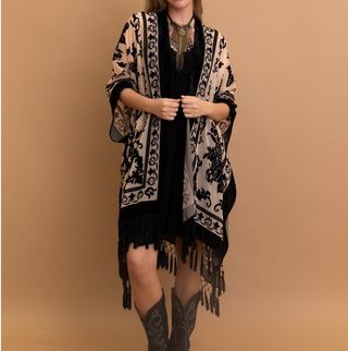 Velvet Mesh Boho Kimono