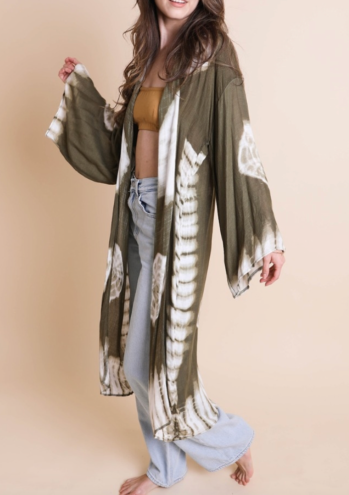 Vibrant Tie Dye Long Sleeve Kimono