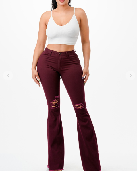 Lainey High Waisted Flare Distressed Jeans