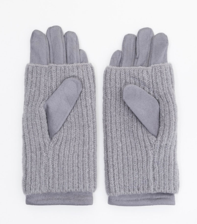 2 in 1 suede knitted Gloves