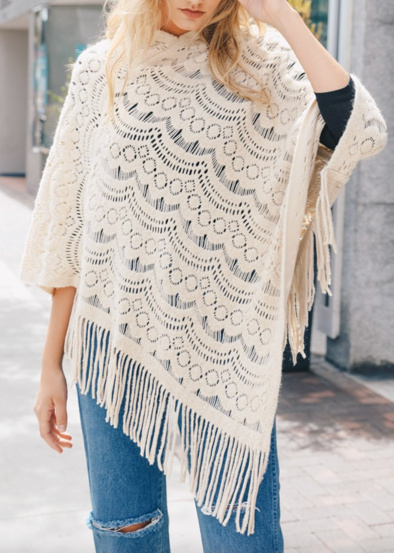 Lyssa Scallop Knit Lace Poncho