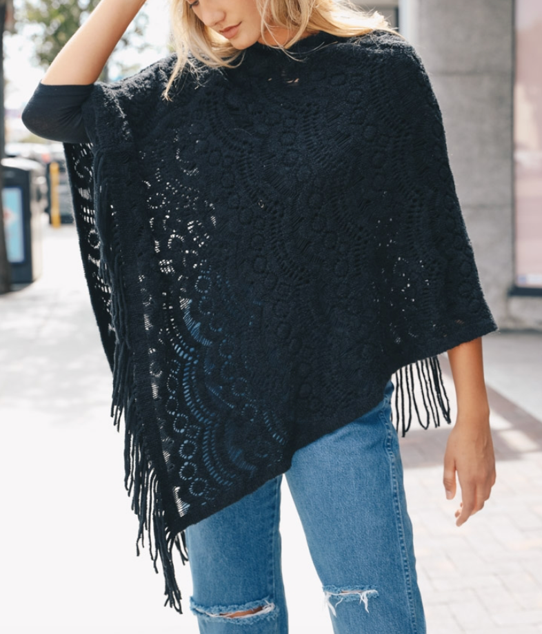 Lyssa Scallop Knit Lace Poncho