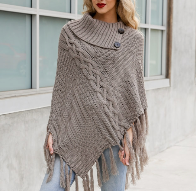 Valeria Turtle Neck Knit Poncho