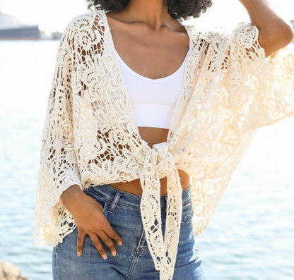 Layla Embroidered  Floral Kimono Wrap