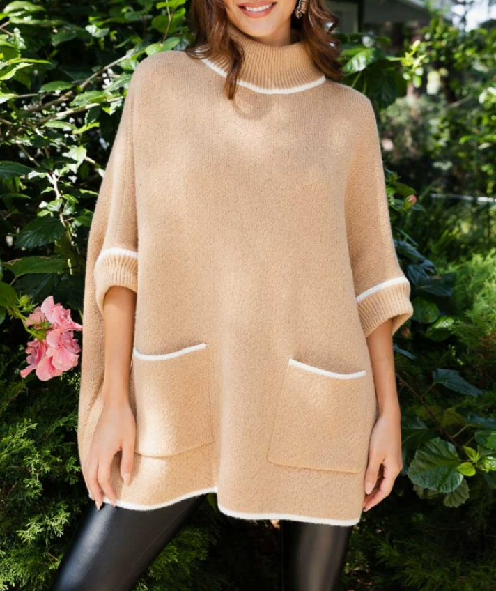 Luz Turtle neck poncho