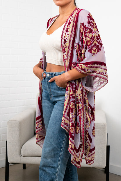 Colette floral velvet kimono