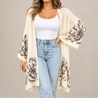 Long sleeve Embroidered Summer Cardigan