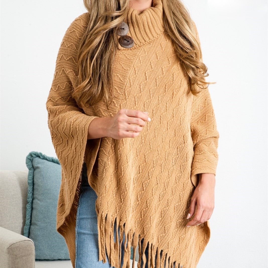 Marcela Button Detail Boho comfy Poncho