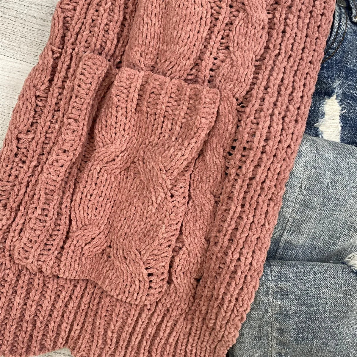 Super Soft Cable knit Cardigan-Mocha