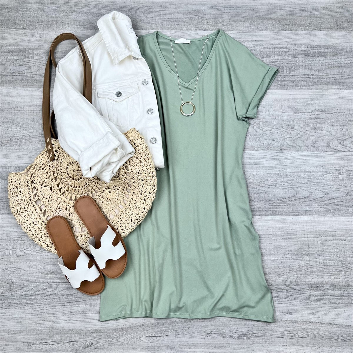 V-neck T-shirt pocket Dress