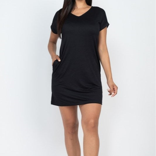 V-neck T-shirt pocket Dress