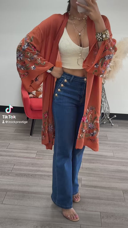 Long sleeve Embroidered Summer Cardigan