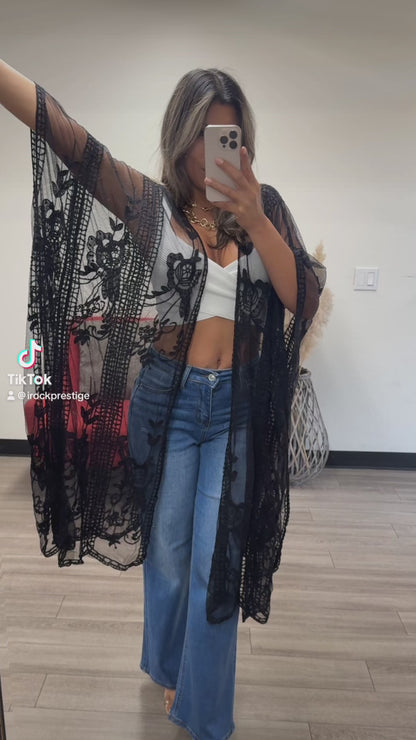 Vivian Lace Embroidered Kimono