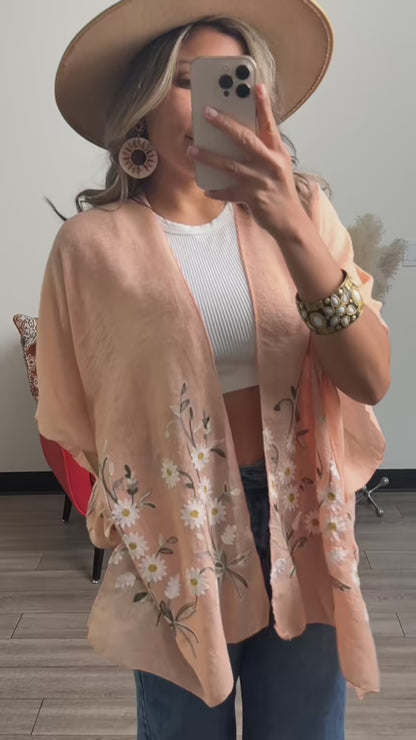Daisy Embroidered Kimono