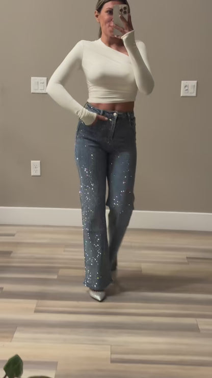 Angelina straight leg light wash high waisted denim