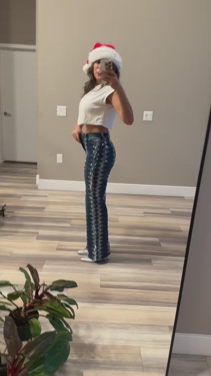 Shelby Rhinestone Straight-Leg Jeans – Sparkly High Waisted Denim, Boho Western Style
